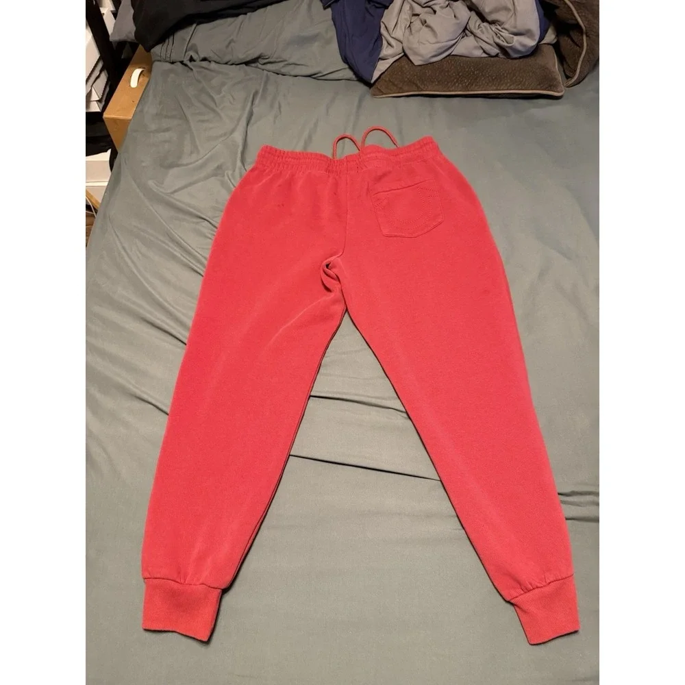 True Religion Men's Large‎ Sweatsuit Set Jogger and Pullover Hoodie, Red, Buddha